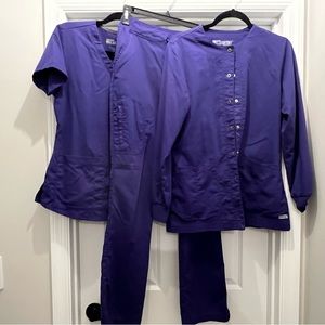Grey’s Anatomy Scrubs 3 Set- Purple Rain. Small Jacket, Small Top, XST Pant